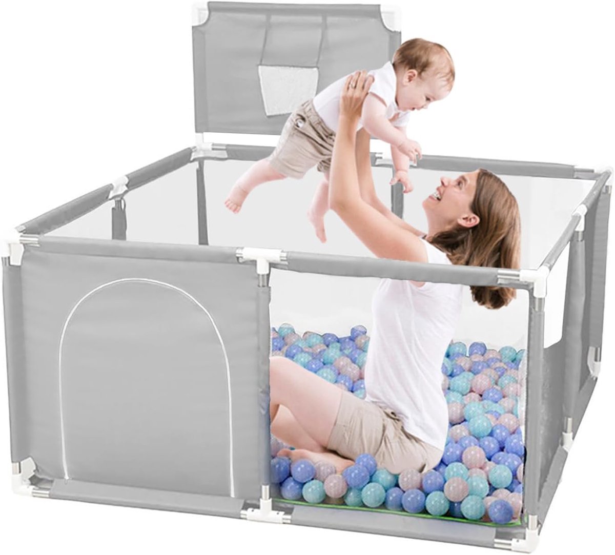 Grondbox - Speelbox - Grondbox Baby - Playpen - 128x128x66cm - Grijs