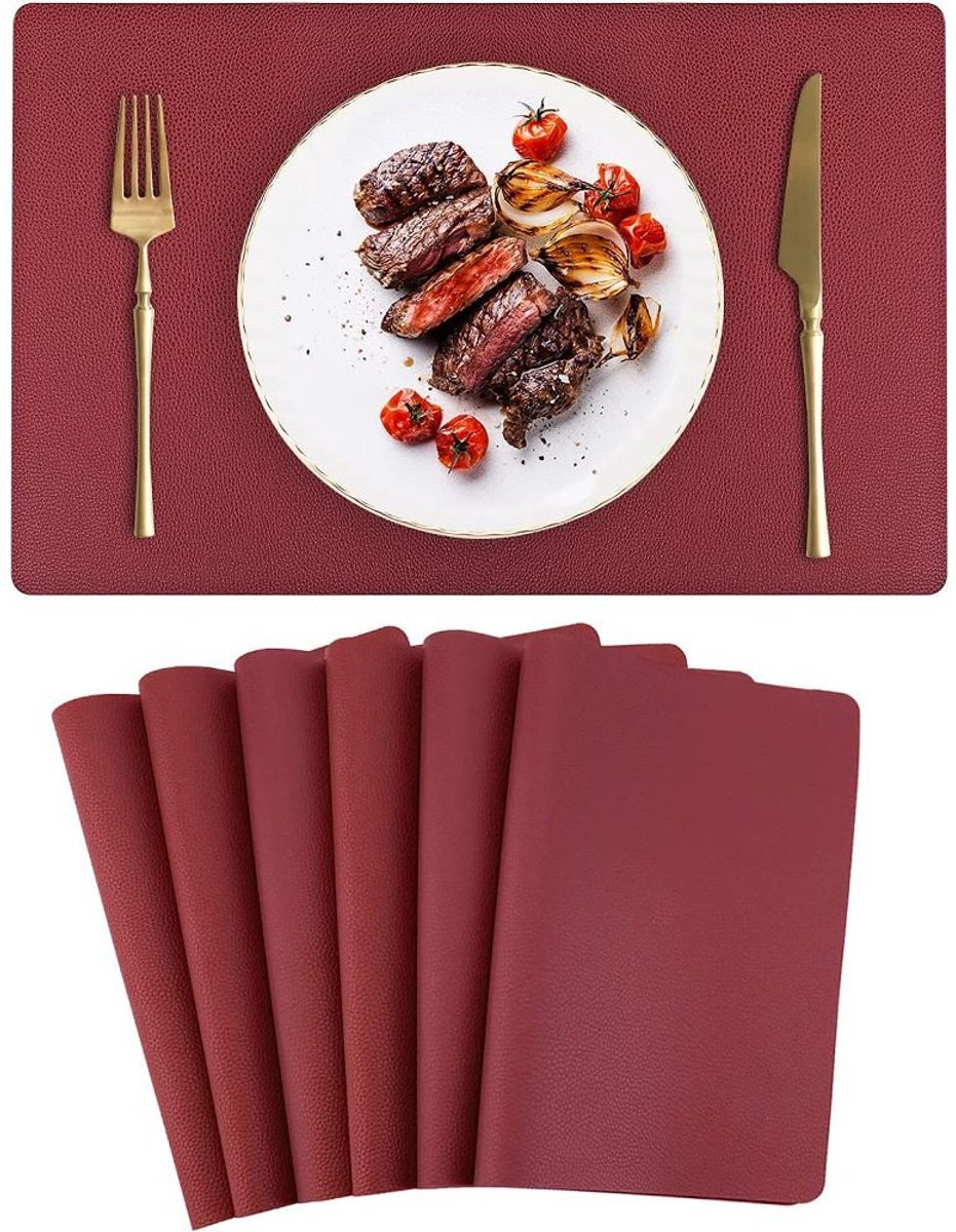 Tafelsets 6 Stuks - Afwasbaar En Waterdicht - Leder - Voor Eettafel En Keuken