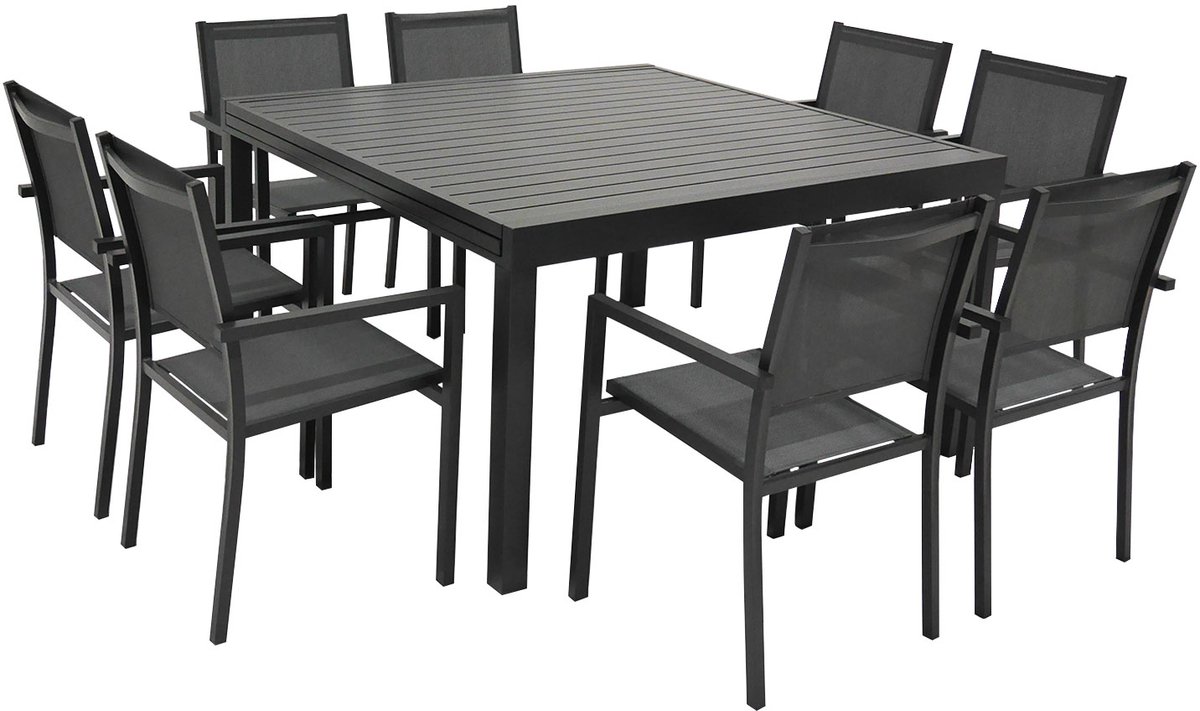 VENEZIA Uitschuifbare tuinset grijs textilene 140/200 - aluminium antraciet
