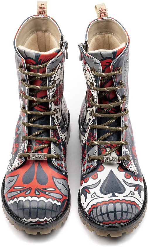 GOBY - Tête de mort - Bottes pour femmes - Botte - Bottes femmes - Bottes dames - Bottes dames - Bottes longues - Fait à la main - Taille 41