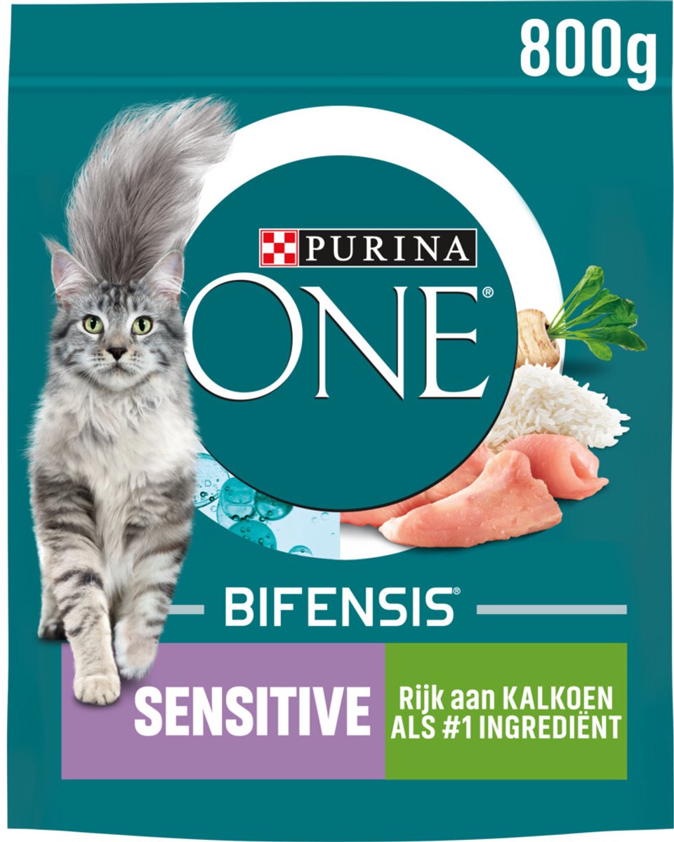 Purina One Sensitive - Kalkoen/Rijst - Kattenvoer - 800 g