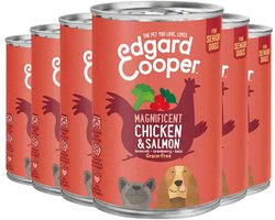 6x Edgard & Cooper Blik Honden Natvoer Senior Hondenvoer Kip - Zalm 400 gr