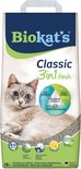 Zak Biokat's Classic 3in1 fresh kattenbakvulling met kat, indicatie '60 Days' en 'Made in Germany'.