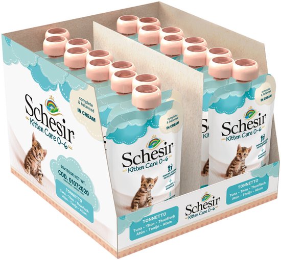 Schesir Kattenvoer Kitten 0-7 Tonijn in Cream - 20 x 150 gr - Voordeelverpakking