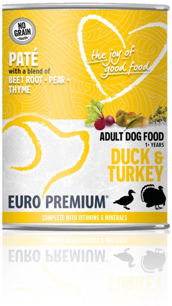 Euro-Premium Paté Adult Hondenvoer Nat Duck & Turkey - 6 x 400 gr - Voordeelverpakking