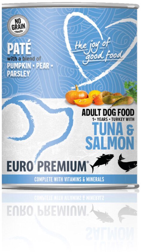 Euro-Premium Paté Adult Hondenvoer Nat Tuna & Salmon - 6 x 400 gr - Voordeelverpakking