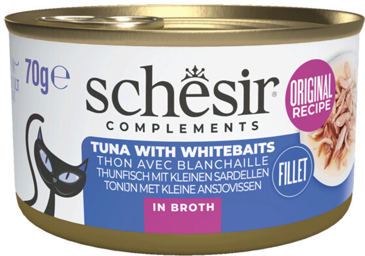 Schesir Schesir Kattenvoer Tonijn en Witvis in Boullion - 12 x 70 gr - Voordeelverpakking