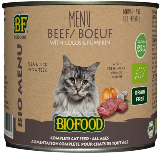 Biofood Organic - Biologisch Kattenvoer Natvoer - Rund - 12 x 200 gr NL-BIO-01