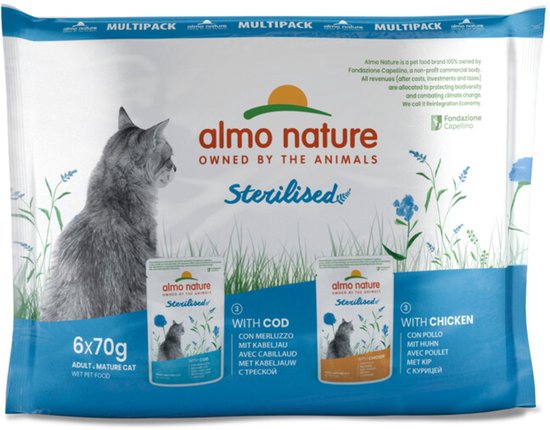 Almo Nature Holistic Cat Pouch Sterilised Rund & Kip - 6 x 70 gr
