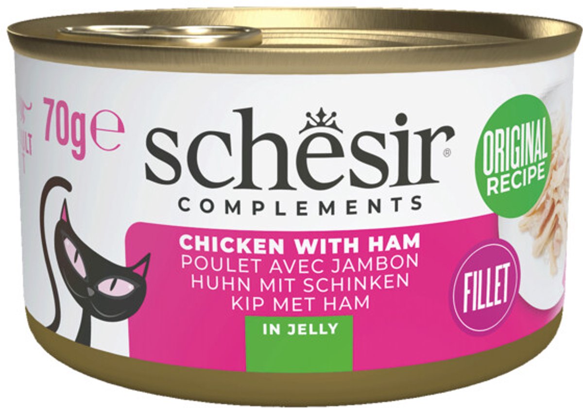 Schesir Schesir Complementary Kattenvoer Kip & Ham in Gelei - 12 x 70 gr - Voordeelverpakking