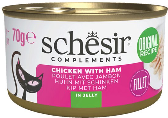 Schesir Complementary Kattenvoer Kip & Ham in Gelei - 12 x 70 gr - Voordeelverpakking