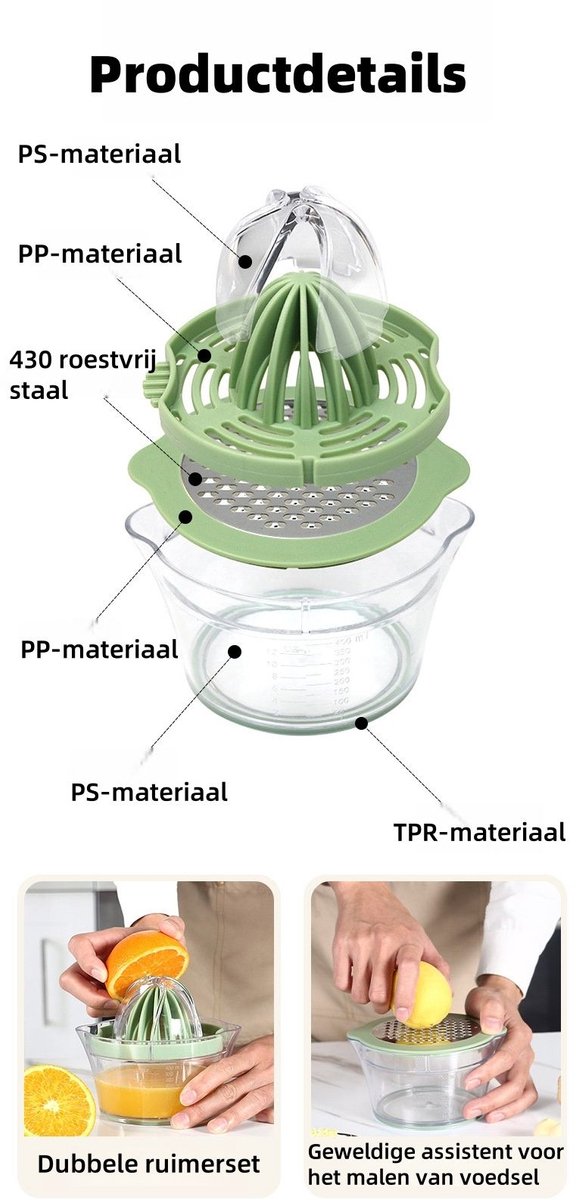1 item - Sapcentrifuge - Handmatig draagbaar - Multifunctionele sapcentrifuge - Geschikt voor sapkraampjes - Groente- en fruitsap voor thuis - Groen van Merkloos — afbeelding 5