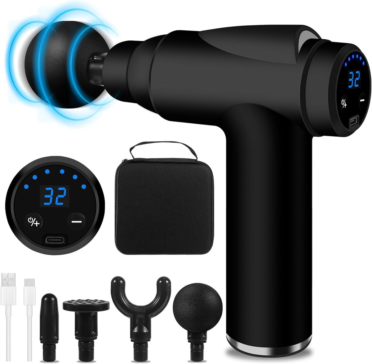 Spiermassagepistool, mini-massagepistool, lichtgewicht en draagbaar, verlicht spierpijn en stijfheid (zwart)