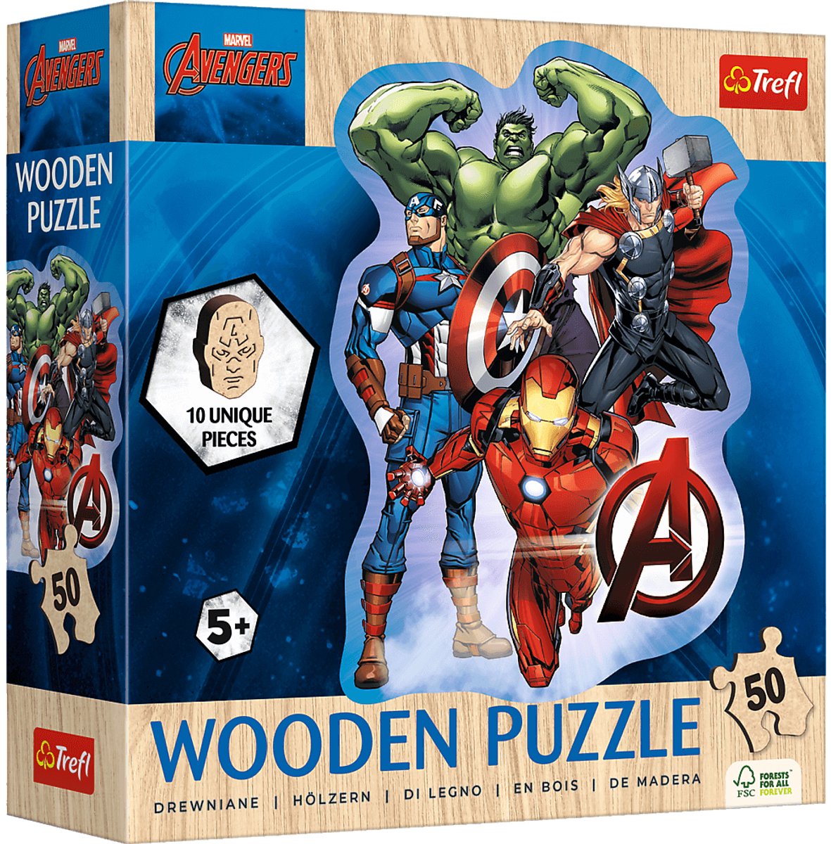 Trefl Marvel Avengers Ensemble Hout Houten Legpuzzel - 50 stukjes - Vanaf 4 jaar