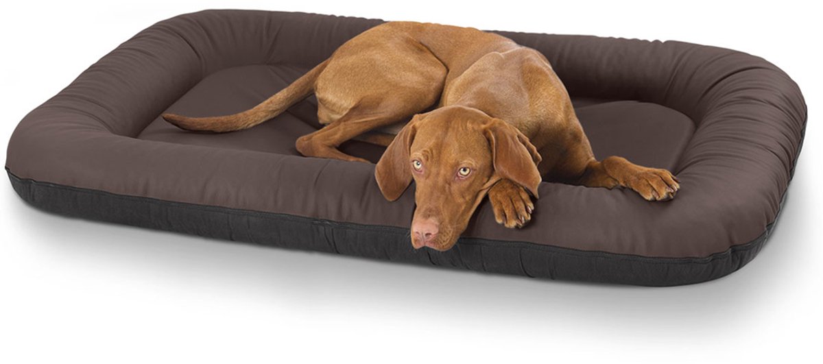 Knuffelwuff kunstleer hondenbed Jerry XL 92 x 75 bruin