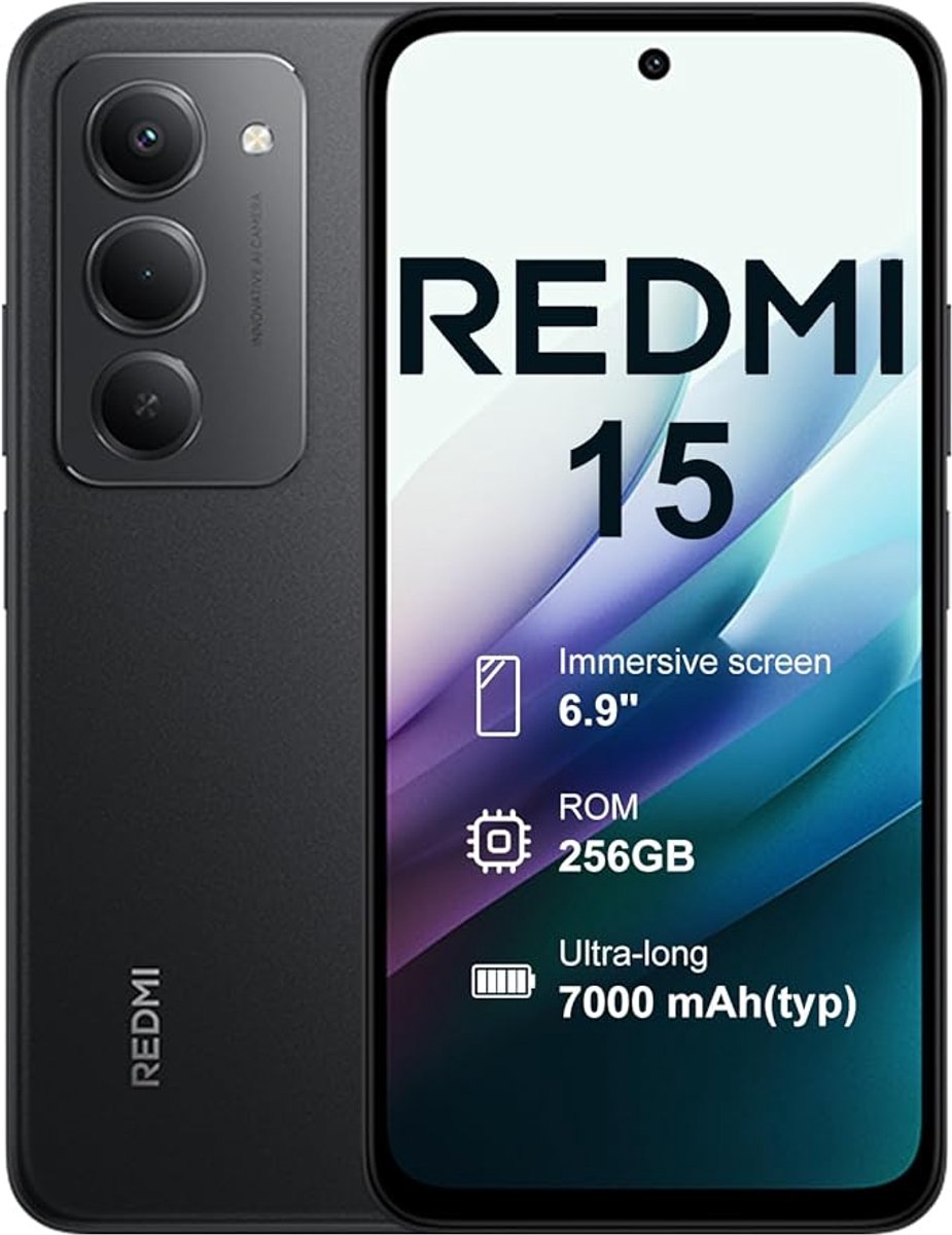Xiaomi Redmi 15 4G - 256GB opslag - 7000 mAh batterij - Midnight