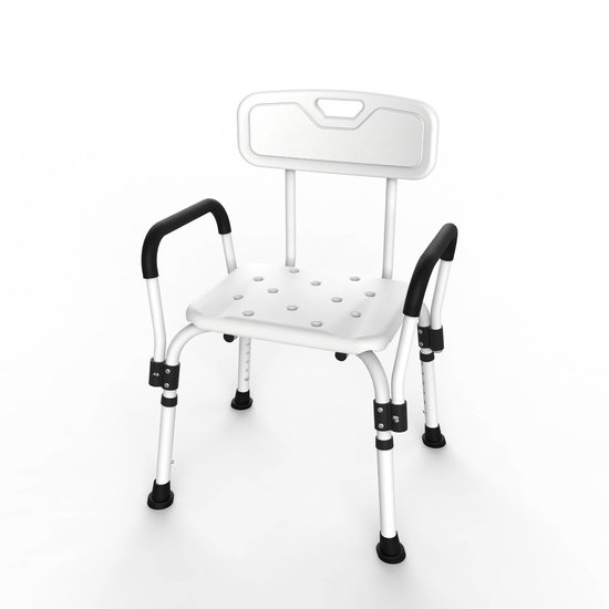 Brixy Douchestoel Met Afneembare Rugleuning En Armleuning - Anti Slip - Verstelbare Hoogte - Max. 150 kg - Douchekruk