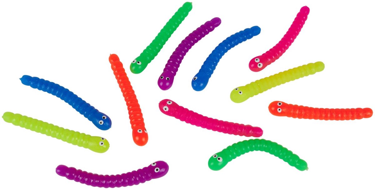 Eddy Toys Friemelwormen Wiggle Worms - Friemel Speelgoed tegen Stress - Wiebel Worm Speelgoed in Felle Kleuren - Super Stretchy Fidget Toy voor Kinderen vanaf 3 Jaar