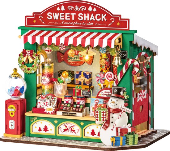 Robotime Christmas Candy Stand - DS043 - Rolife DIY Miniature House Series - Miniatuur - Kerst - Modelbouw - Knutselen - Kerstmis
