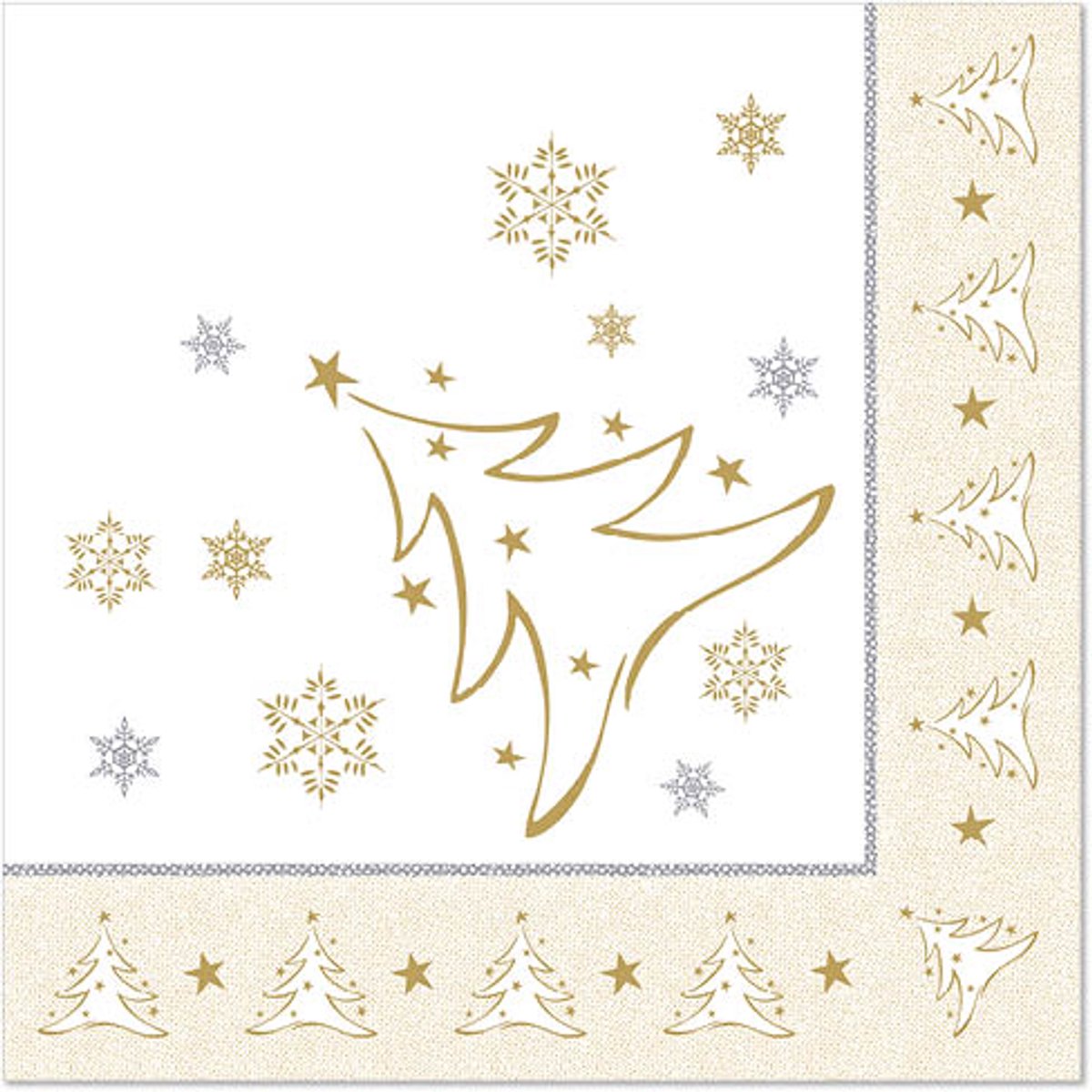50 Servetten ROYAL Collection 1/4 vouw 40 cm x 40 cm goud X-Mas Elegance
