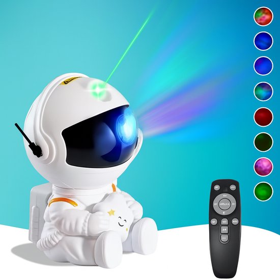 BOECK - Lampe pour enfant - Veilleuse - Projecteur robot astronaute - Rotation à 360°, Lumière LED chaude, Rechargeable
