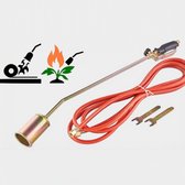 CFH Abflammgerät ST 1000 inkl. Gasschlauch - Unkrautbrenner Gas Anwendung mit 3/8 Anschluss für Gasflaschen, Ideal für Unkrautbeseitigung sowie Teer- und Teichfolienarbeiten, TÜV SÜD GS zertifiziert