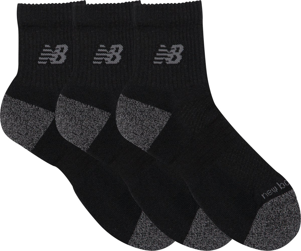 New Balance Active QTR Socks 3 Pack Unisex Sportsokken - BLACK
