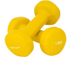 Tunturi Tunturi Dumbbell set - 2 x 1,5 kg - Vinyl - Geel - Incl. fitness app