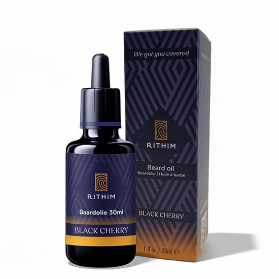 Rithim® Black Cherry Baardolie 30 ml – Baardverzorging | Intense geur | Gevoelige huid | Bevordert baardgroei met o.a. zwarte komijn & kersenpitolie