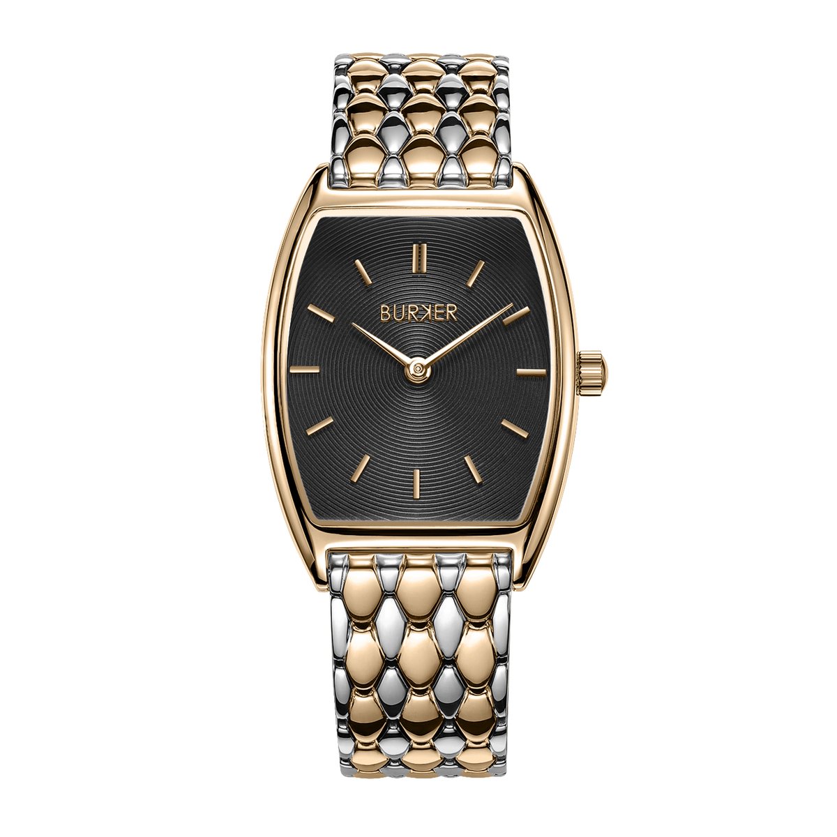 BURKER Grace Horloge Dames - Ovaal - Zwart Goud Zilver - Schakelband - 25 mm