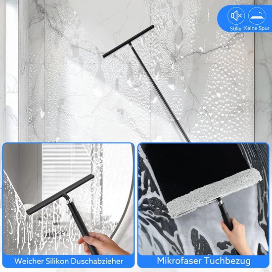 Uitschuifbare Silicone Douchewisser met Telescoopsteel - Tot 146cm - Streepvrij en Flexibel voor Badkamer en Ramen van Emooqi — afbeelding 5