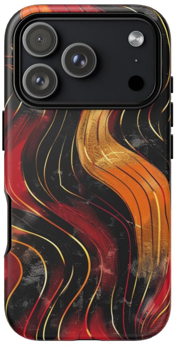 Abstracte Golvende Rode en Oranje Patronen – Telefoonhoesje Geschikt voor iPhone 17 Pro