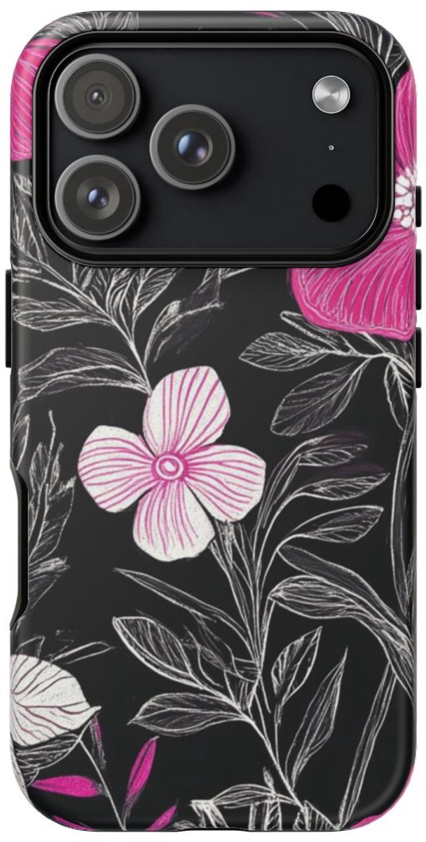 Roze en Witte Bloemenprint – Telefoonhoesje Geschikt voor iPhone 17 Pro