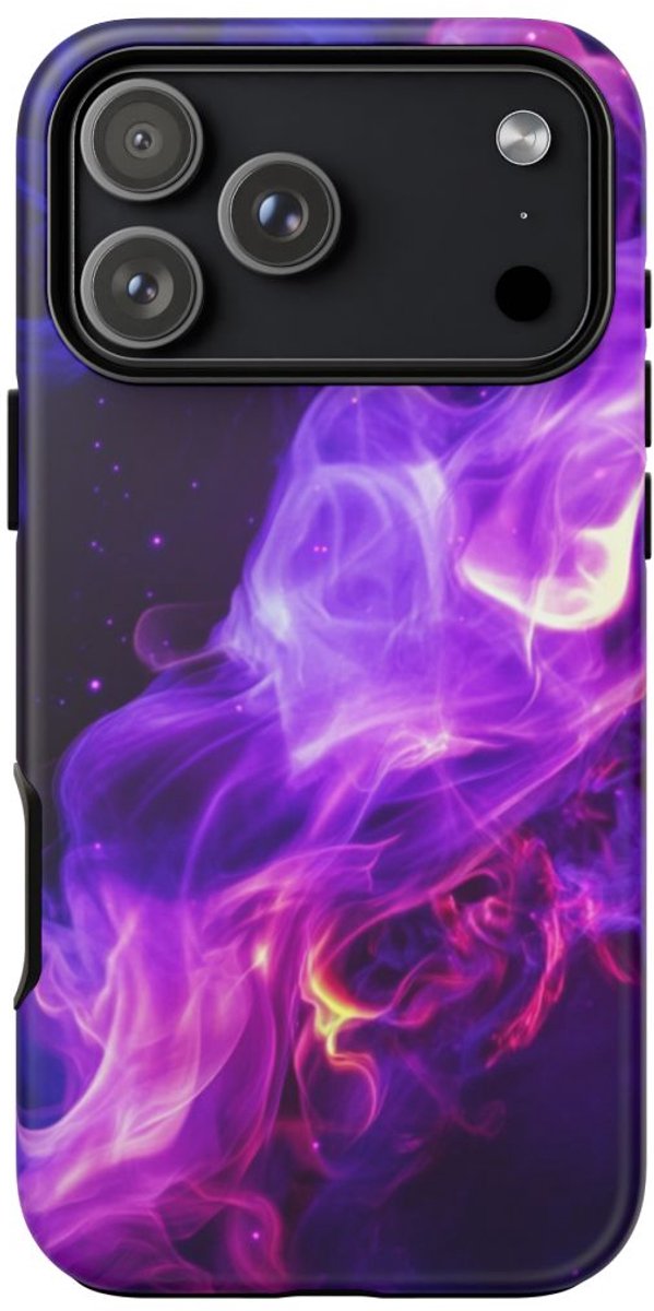 Paarse en Blauwe Abstracte Vlammen – Telefoonhoesje Geschikt voor iPhone 17 Pro Max