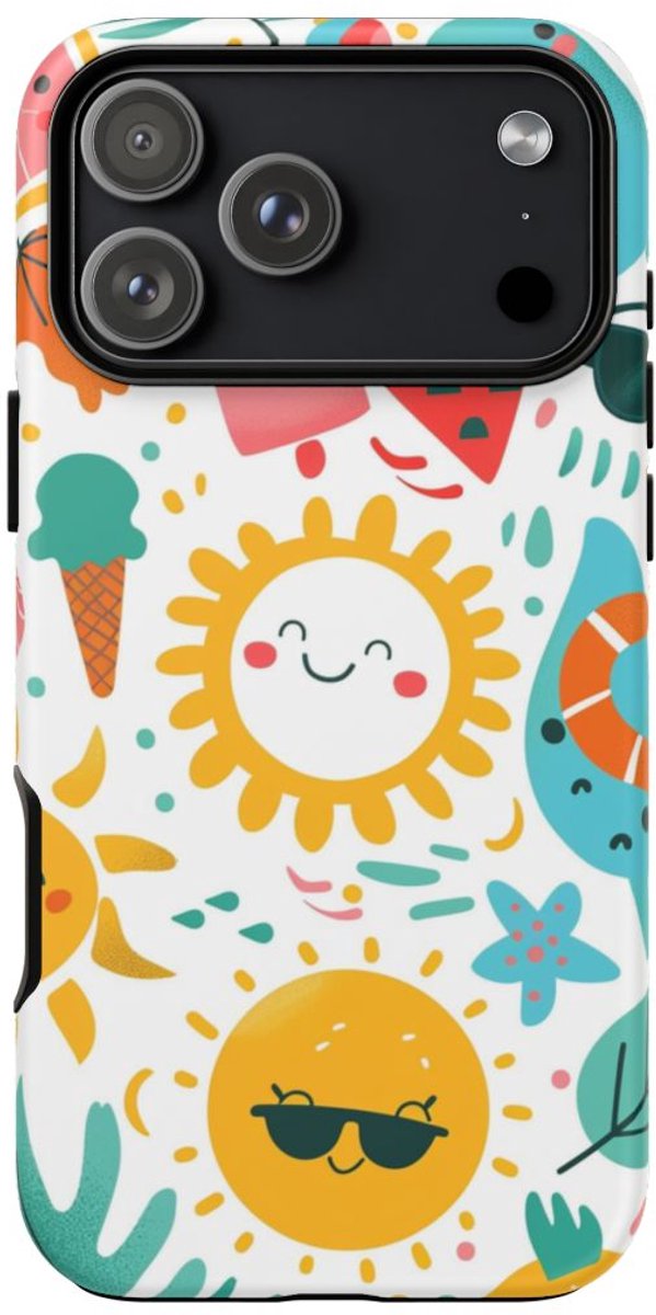 Vrolijk Zomerpatroon met Speelse Iconen – Telefoonhoesje Geschikt voor iPhone 17 Pro Max