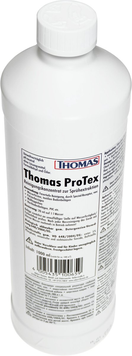 Thomas ProTex tapijtreiniger - 1 liter - concentraat voor sproei-extractiereiniger stofzuiger - sproei extractie tapijt reiniger vloeistof - sproei-extractiemachine concentraat - Geschikt voor Numatic George en Henry Wash