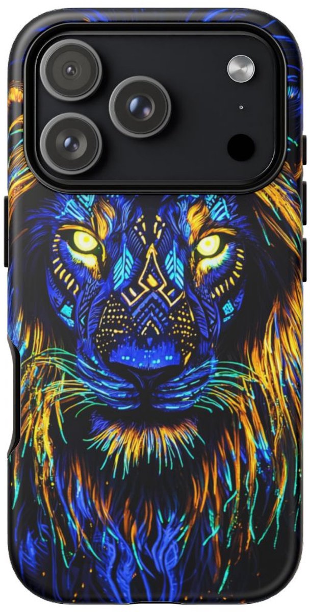 Gloeiende Neon Leeuwengezicht – Telefoonhoesje Geschikt voor iPhone 17 Pro