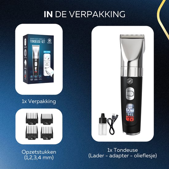 Professionele Draadloze Tondeuse - Beeperfect®- Tondeuse Mannen Hoofdhaar - Haartrimmer - Kapper Haar Machine - Haartondeuse - Trimmer Baard - Trimapparaat - Barber Hair Clipper - Kapper Trimmer