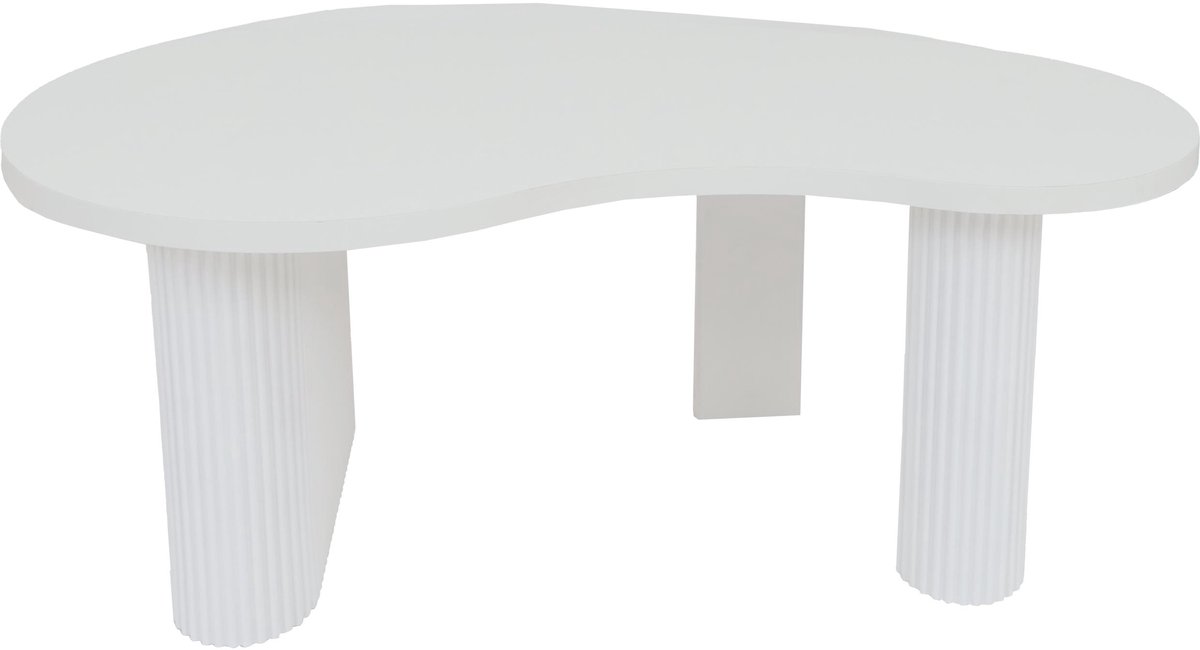 Salontafel MCW-O29, bijzettafel sofatafel, organische vorm melamine hout, 45x110x60cm ~ wit