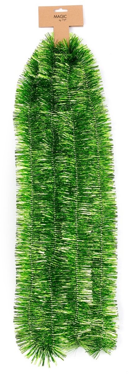 Inge Christmas decor Kerstslinger - groen - folie - 270 cm x 7,5 cm - lametta - kerstboomslinger - kerstversiering