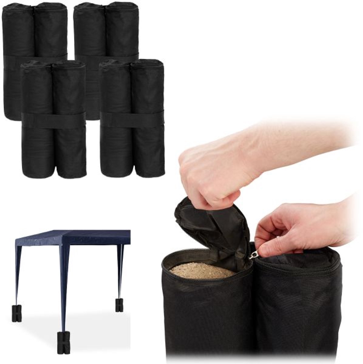 Doodadeals® Partytent Gewichten – 4 Stuks – Verzwaring voor Partytent en Paviljoen - Partytent Onderdelen -Zwart