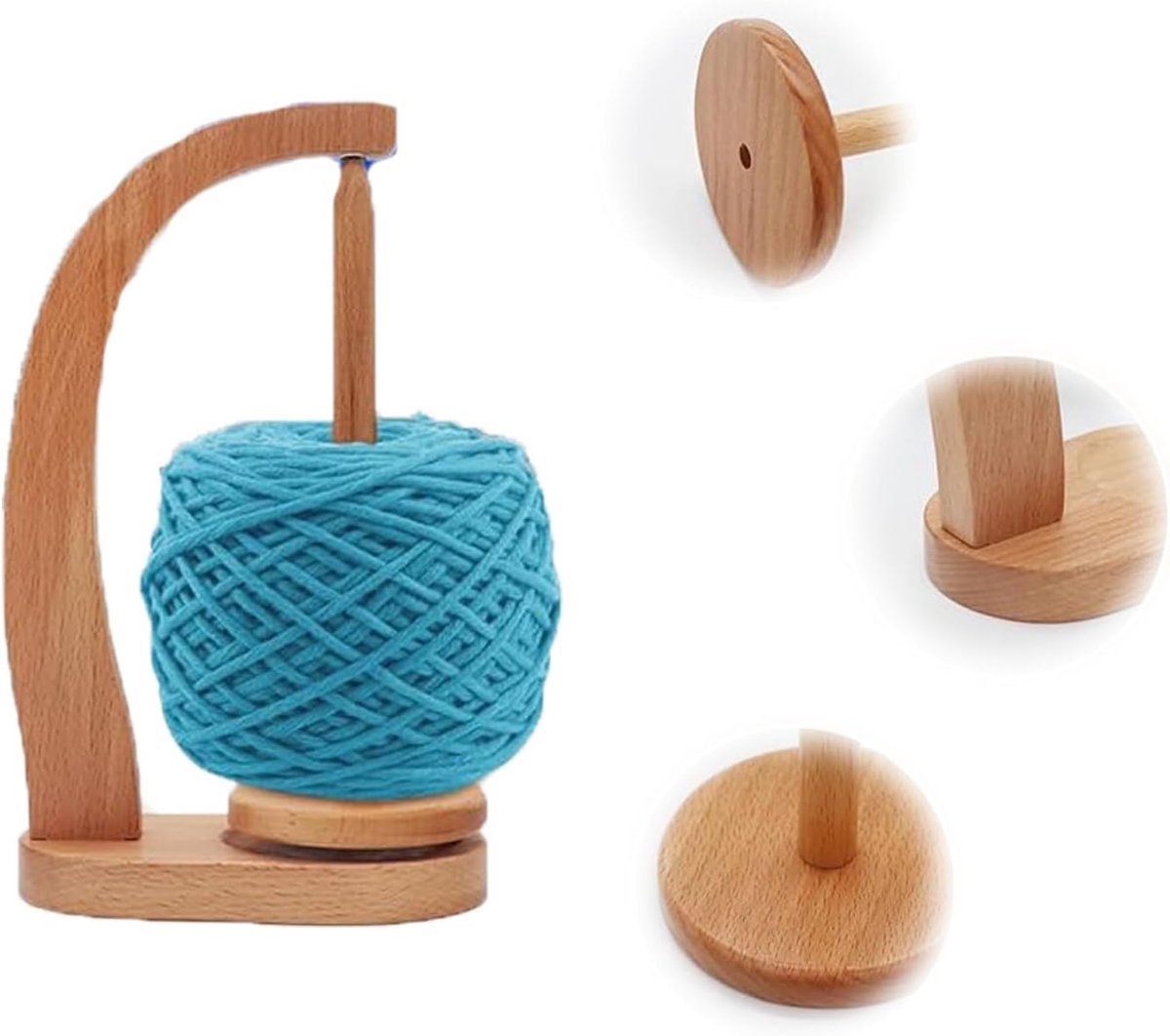 Wolroller, wolhaspel roterende garen, winder magnetische garenrolhouder, garenwinder garenrolhouder, voor haak- en breiaccessoires, geschenken (houtkleur