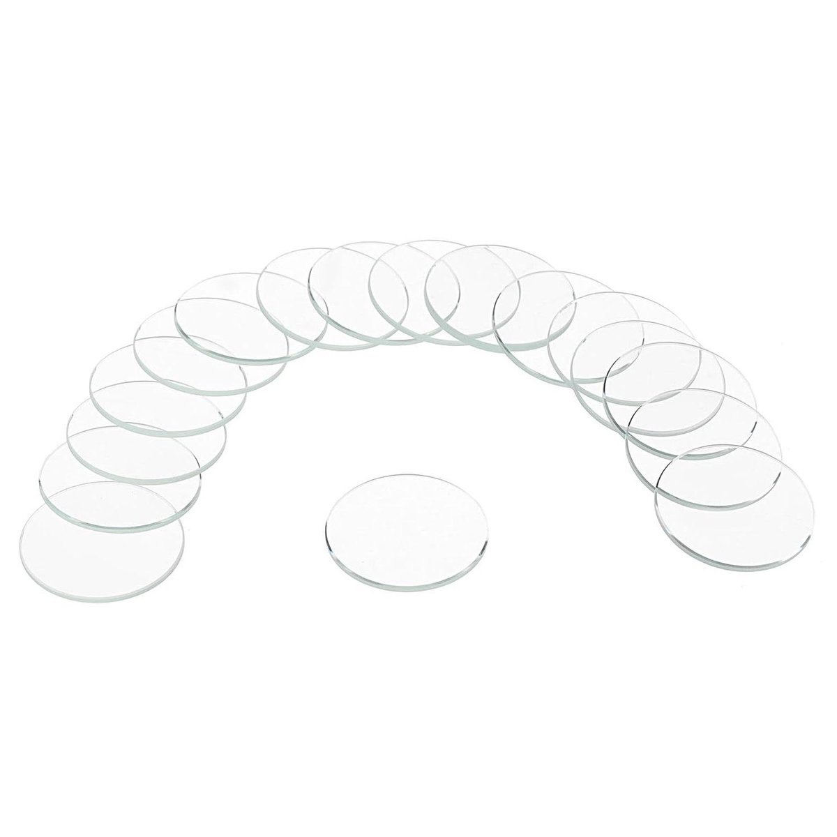 Allecto plus - Vervangingsglazen voor horloges van kristal - 25 mm - Platte en ronde glazen - Set van 18 stuks - Helder - Horloge reparatieonderdelen