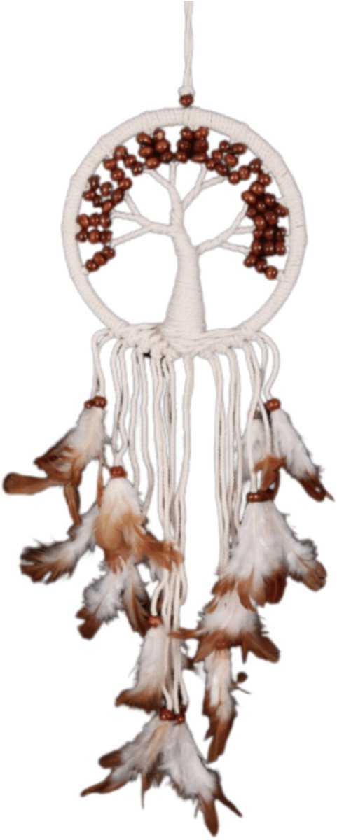 Ruben Robijn Dromenvanger - Tree of life bruine kralen 9cm - Dreamcatcher n.n.b