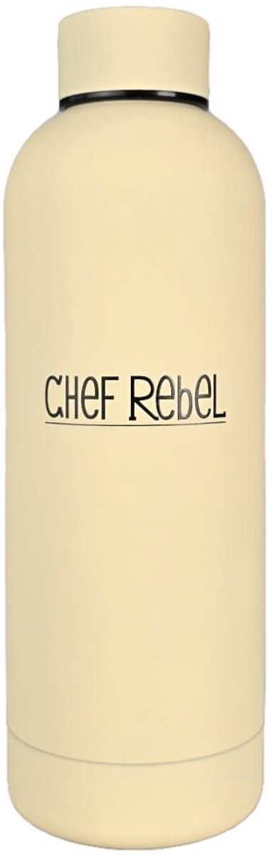 Chef Rebel® – Thermosfles – Drinkfles – Waterfles – Crème – 500 ml – Gripcoating – Warme & koude dranken – Lekvrij – Koffiebeker – Theebeker