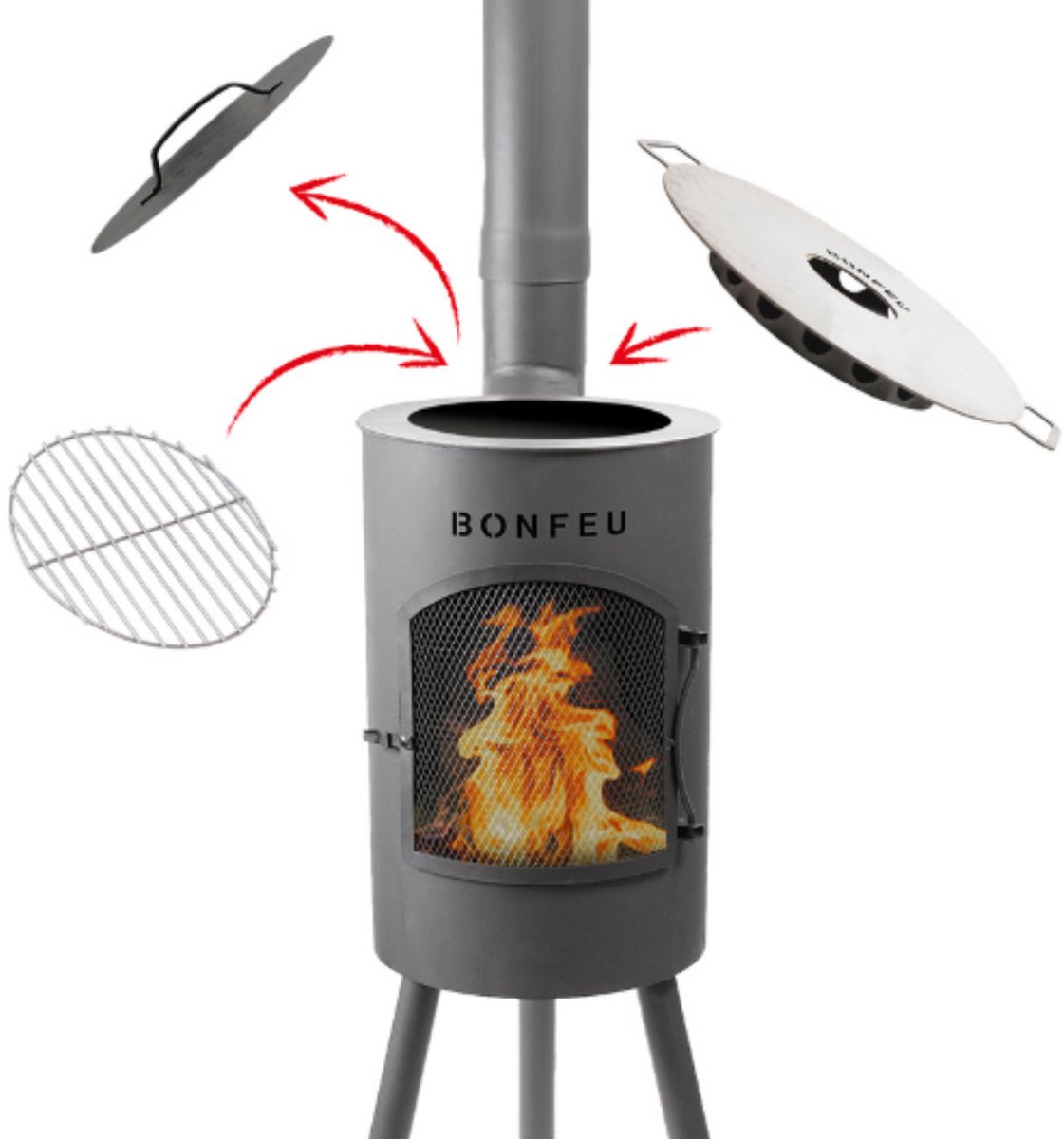 Bol.com BonFeu BonGiano SP Tuinhaard Zwart Staal - Houtkachel met Grill - Buitenkoken - Tuinkachel voor Sfeervolle Avonden - 30x... aanbieding