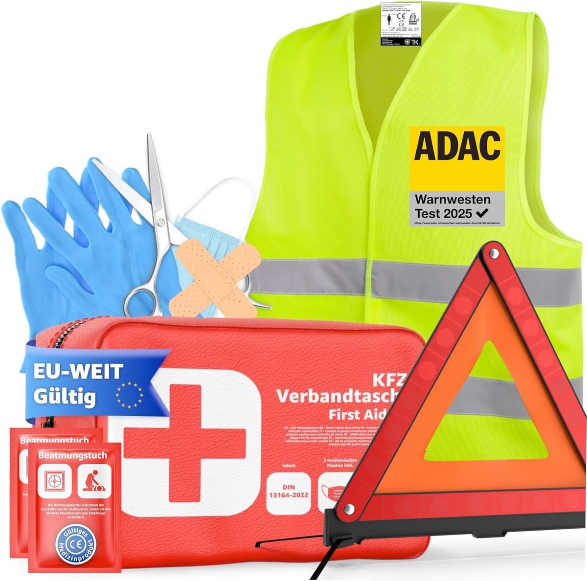 3-in-1 Autopechhulpset - Essentiële Autoaccessoires voor Veiligheid en EHBO