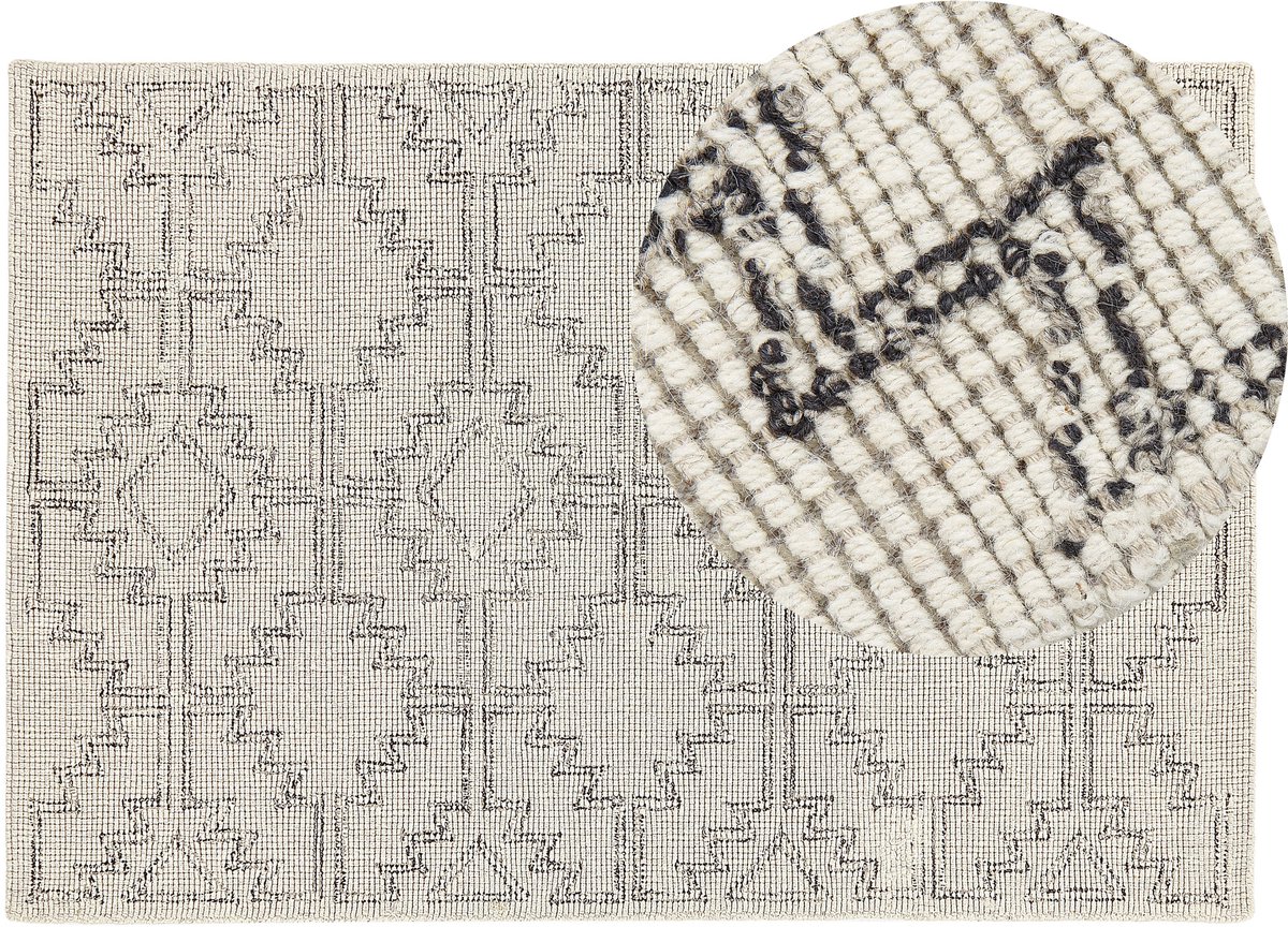 Beliani URLA - Vloerkleed - Lichtbeige - 140 x 200 cm - Wol