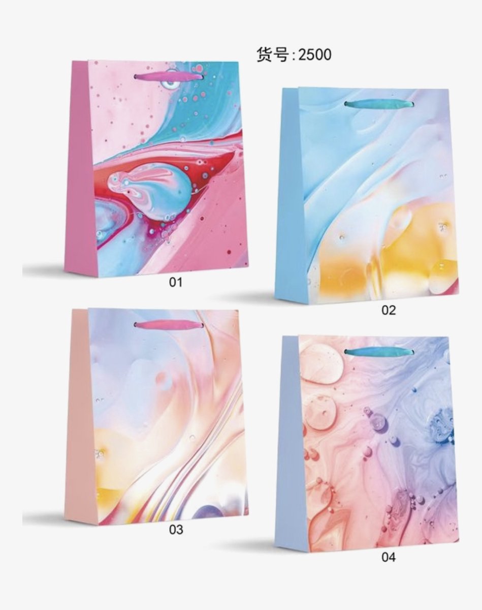 4 x Luxe papieren cadeautassen - 23*18*8cm – Stevig & Herbruikbaar – Verschillende Kleuren en Prints – Cadeau & Geschenktas