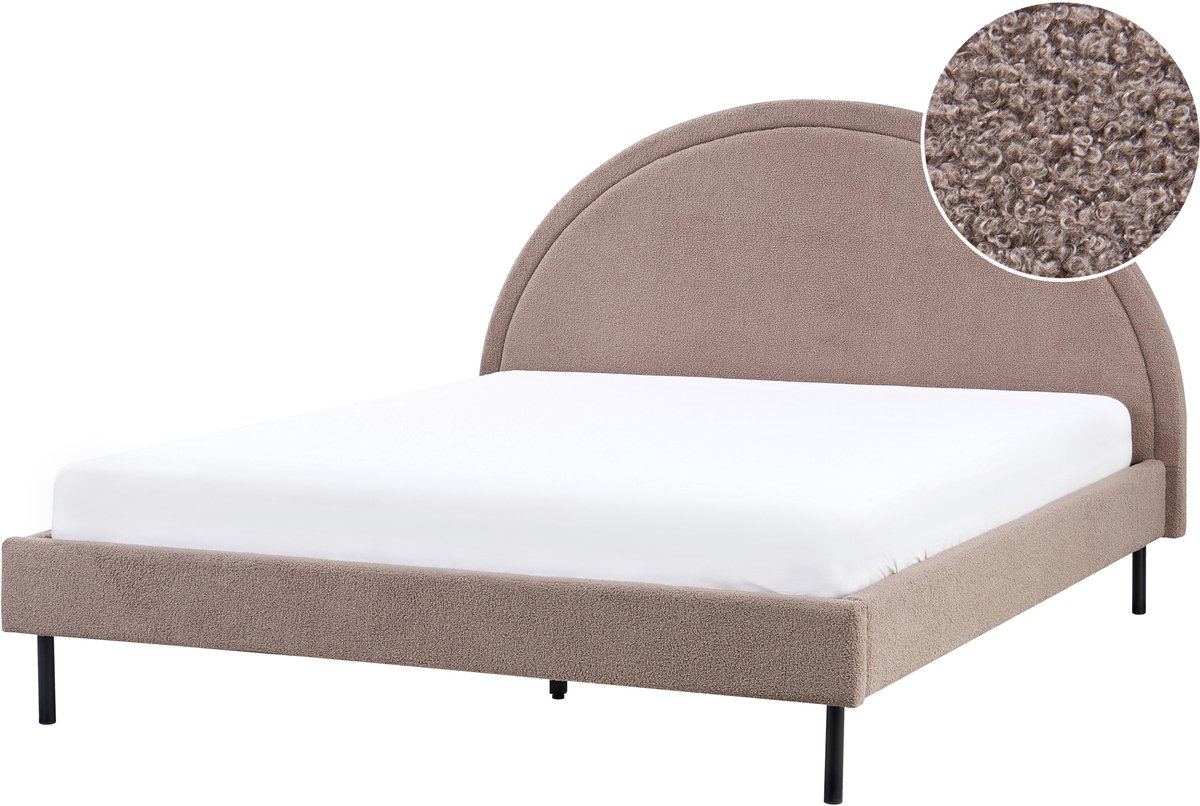 MARGUT - Bed - Taupe - 160 x 200 cm - Bouclé